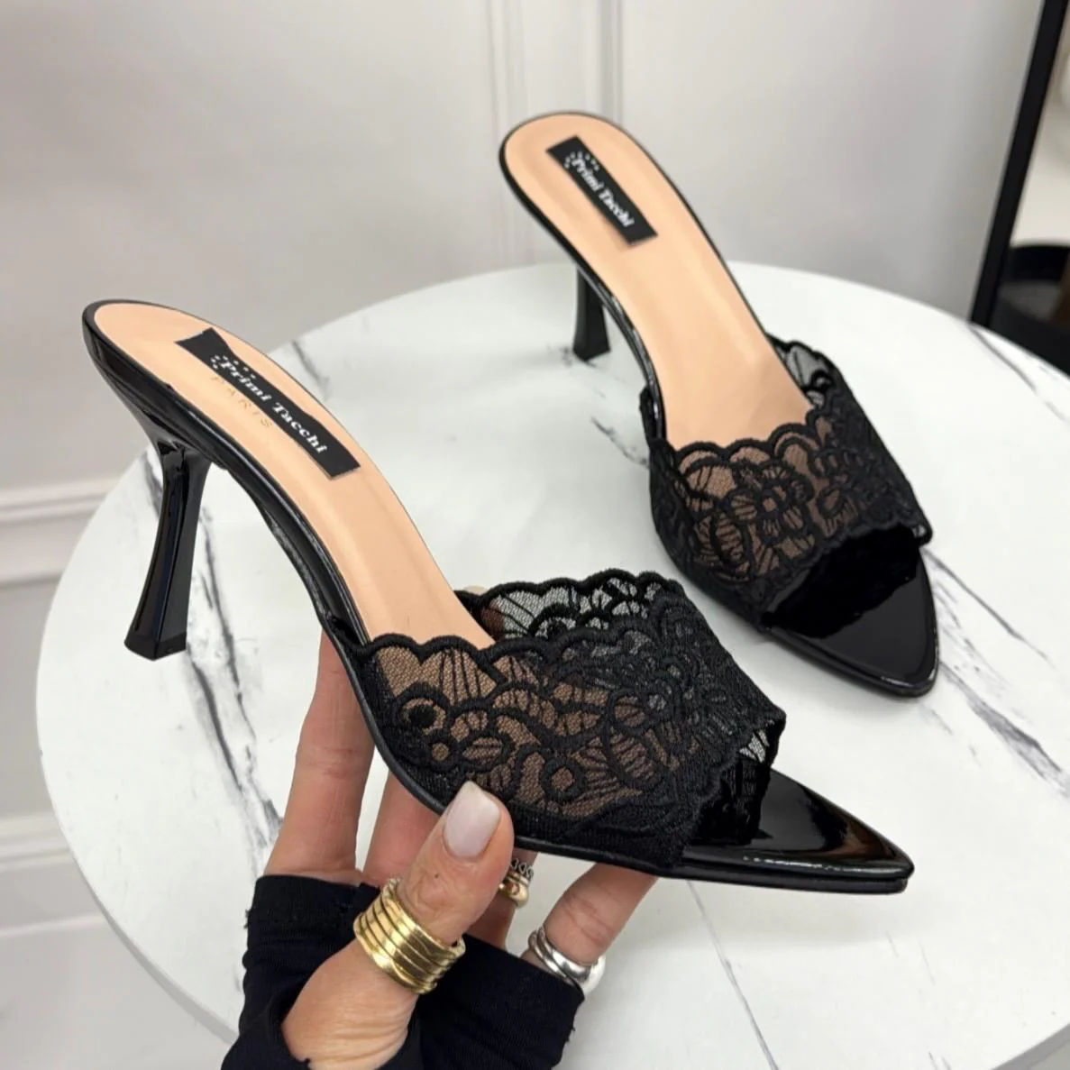 Florya - Sandali Donna Scarpa Tacco Comodo Nero - immagine 4