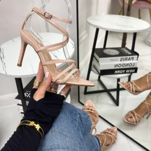 Almi - Sandalo con Tacco a Punta con Cinturino alla Caviglia Nude