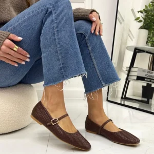 Beyoncé - Scarpe Donna Ballerine Cinturino Comode Marrone