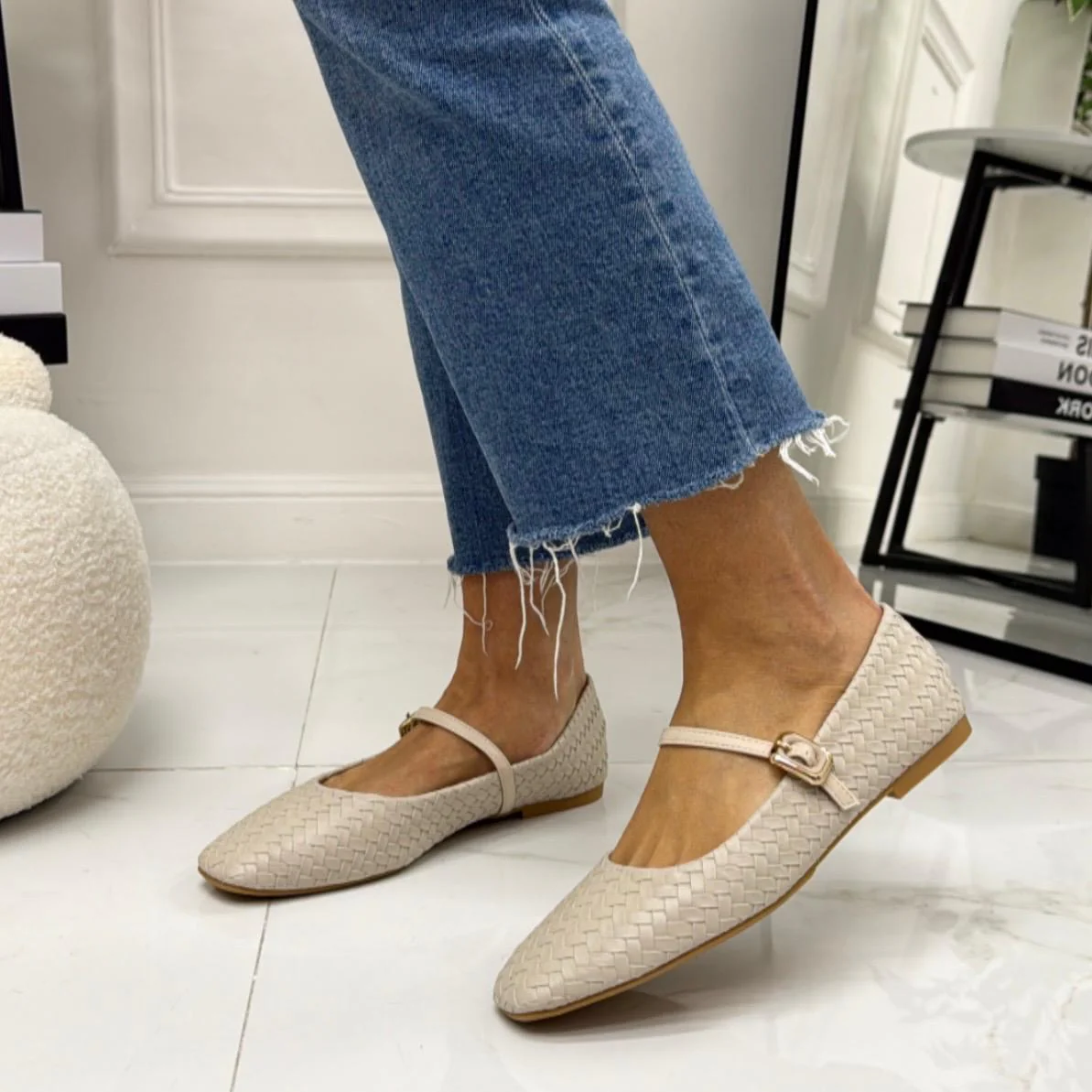 Beyoncé - Scarpe Donna Ballerine Cinturino Comode Beige - immagine 4