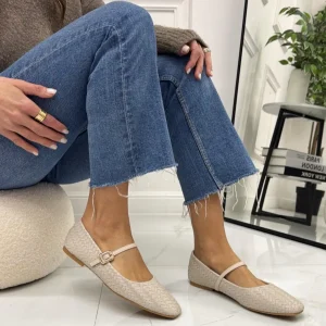 Beyoncé - Scarpe Donna Ballerine Cinturino Comode Beige