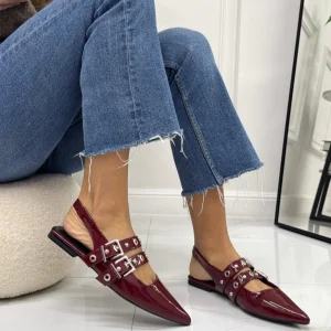 Miami - Scarpe Donna Ballerine Cinturino Casual Bordeaux