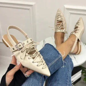 Trisha - Scarpe Donna Ballerine Cinturini Comode Beige