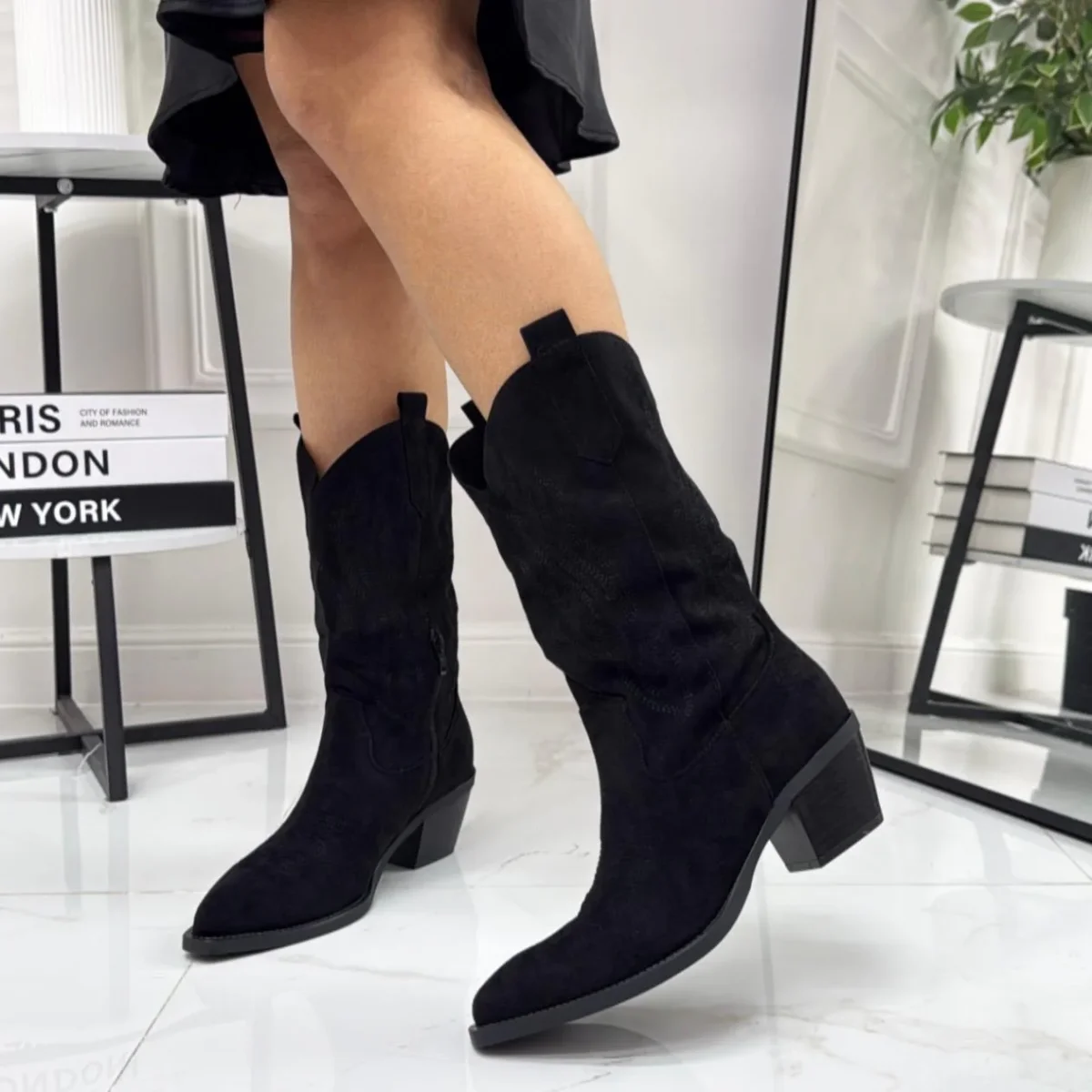 Hermine - Stivale Alto Tacco Donna Texano Nero - immagine 5