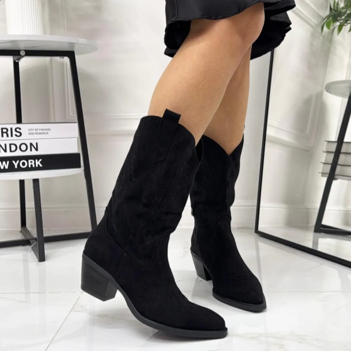 Hermine - Stivale Alto Tacco Donna Texano Nero - immagine 4