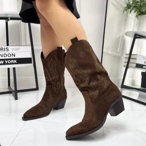 Hermine - Stivale Alto Tacco Donna Texano Marrone