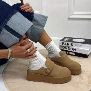 Taylor - Scarpa Sabot Mules Donna Flat Tallone Scoperto Beige