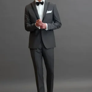 Smoking rever a lancia profilo in raso nero