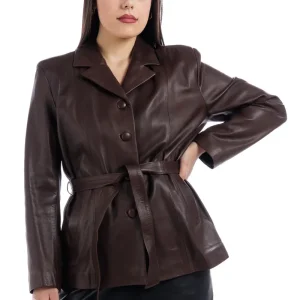 Giacca con cintura in pelle donna testa di moro MARGOT