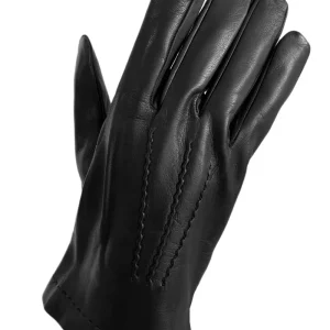 Guanto in vera pelle da uomo 3 stripes nero sfoderato