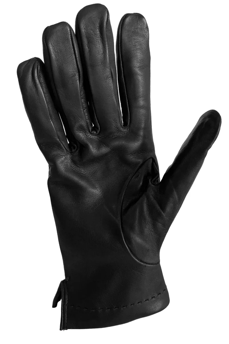 Guanto in vera pelle da uomo 3 stripes nero foderato - immagine 3