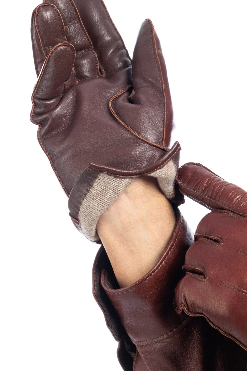 Guanto in vera pelle full touch da uomo marrone - immagine 5