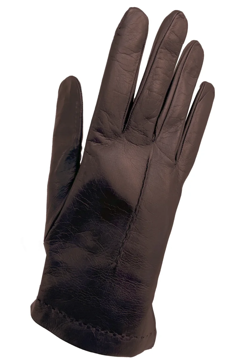 Guanto in vera pelle one stripe da donna marrone foderato in lapin