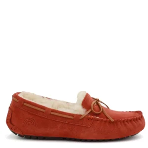 Mocassino in suede ruggine con interno in pelo