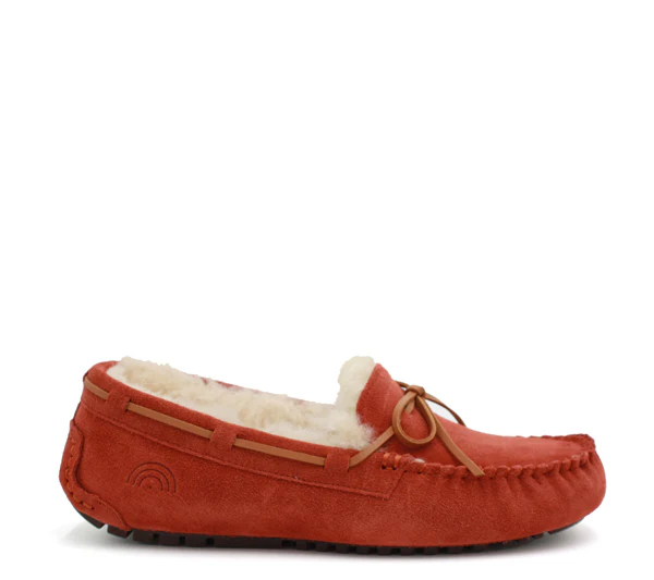 Mocassino in suede ruggine con interno in pelo - immagine 2