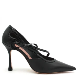 Décolleté Vicenza tacco alto nero bow