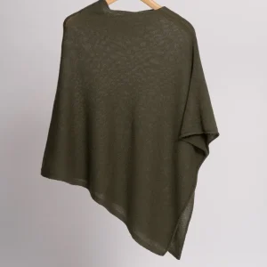 Poncho in Cashmere color Verde Militare