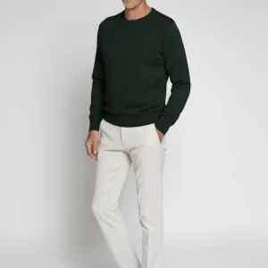 Maglia Girocollo in Lana Royal Merino Extra fine colore verde scuro